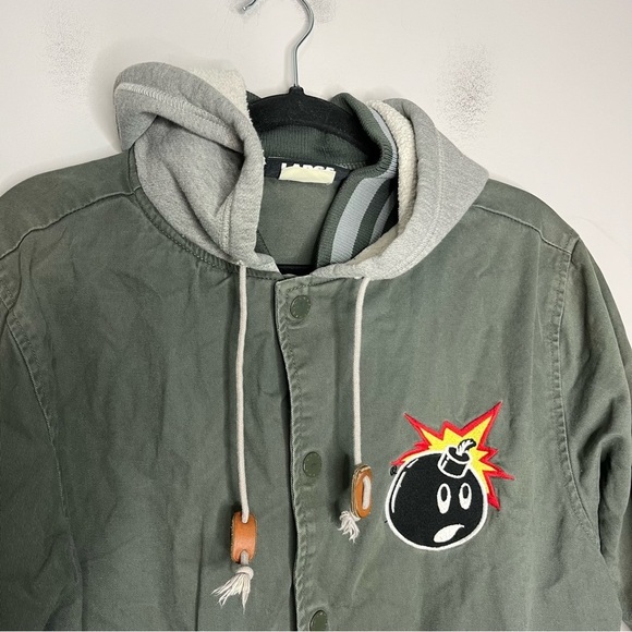 The Hundreds Reloaded Green Varsity Hooded Canvas Jacket Bomb Mens, Size L - Picture 3 of 16